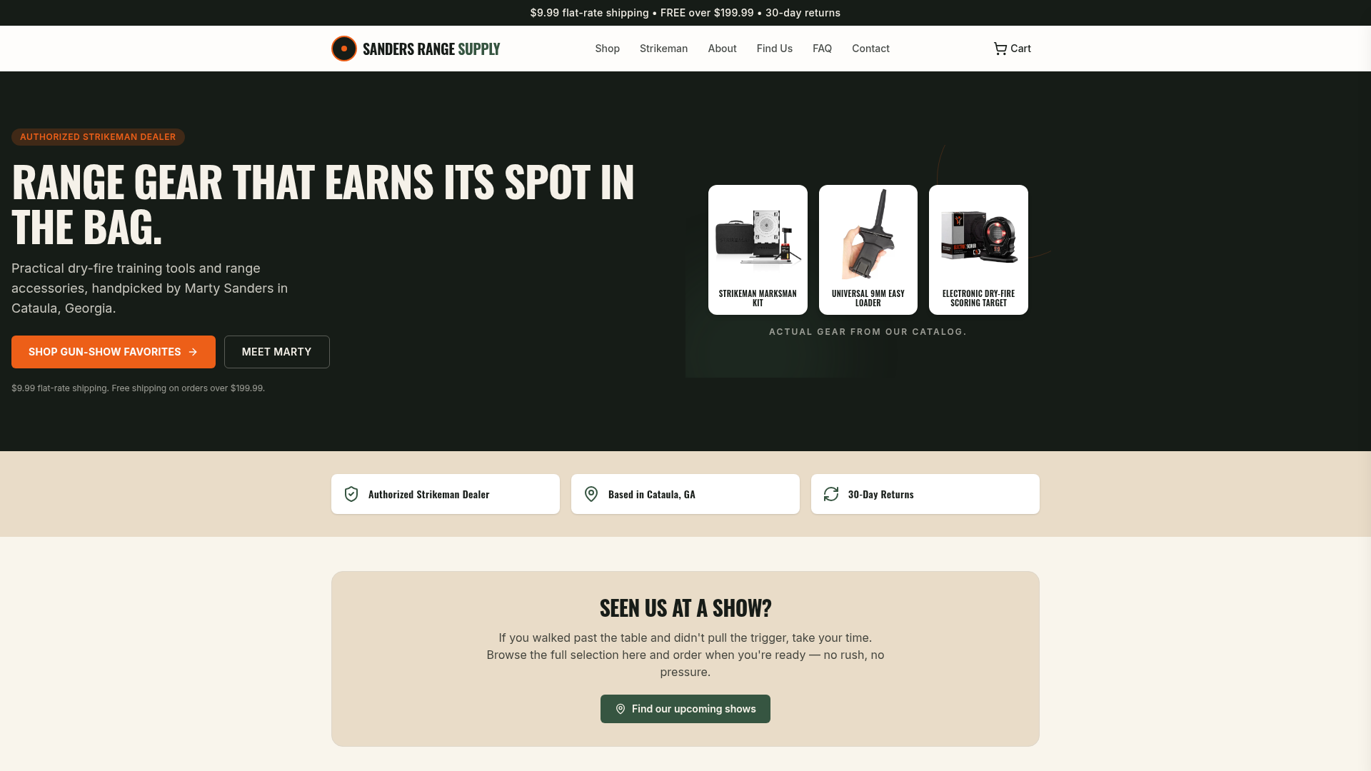 Homepage of the Sanders Range Supply ecommerce website built by North Shield Revenue Group